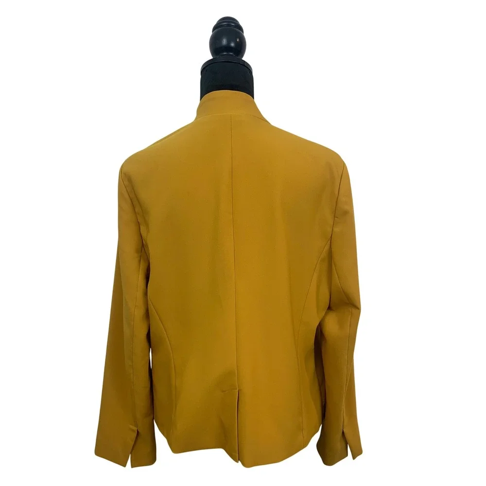 7th Avenue New‎ York & Company Women's L Mustard Yellow Open Front Blazer Preppy